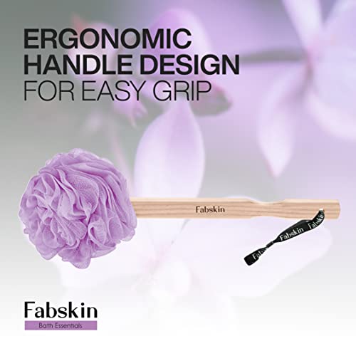 FABSKIN Luxury Back Bathing Loofah With Wooden Handle for Men and Women | Pack of 1 | Loofah For Back Bathing with handle | Back Bathing Loofah Brush | Back Scrubber for Bathing (Purple) - Image 3