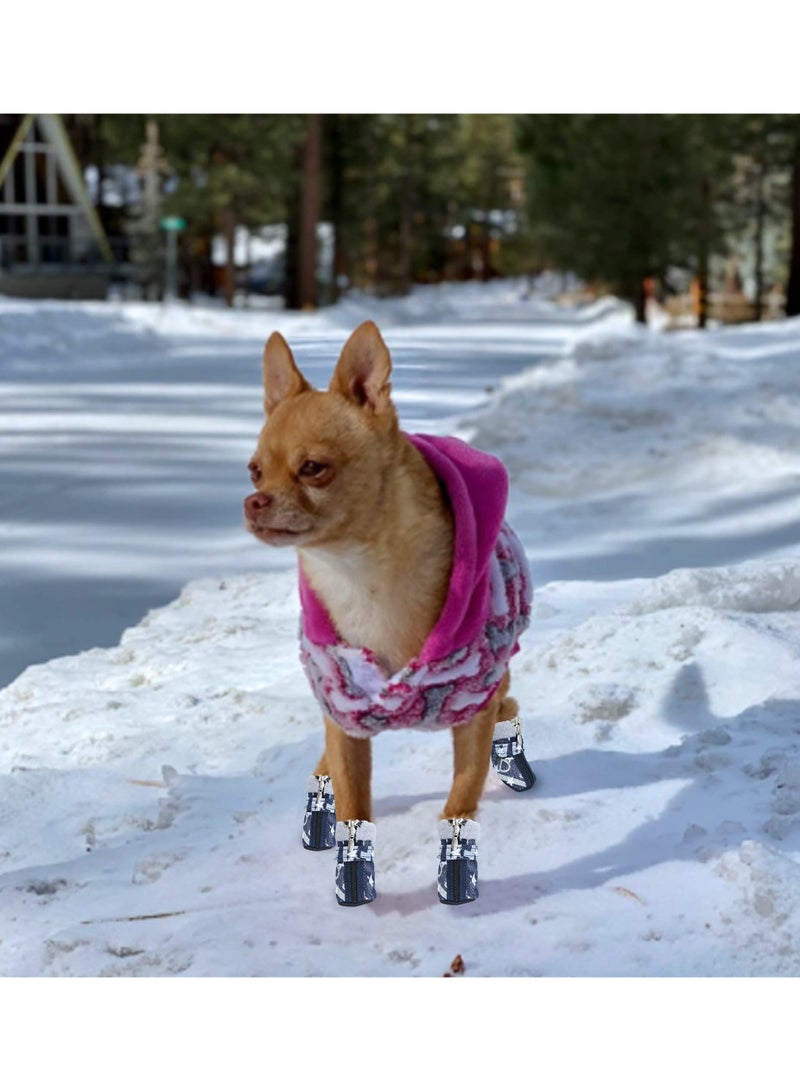 SOLARAE أحذية الكلاب واقي الكفوف شتوية دافئة أحذية ثلجية متينة ذات نعل مضاد للانزلاق قابلة للتعديل لأحذية المشي للكلاب الصغيرة والمتوسطة (المقاس 4: 2.1"x1.4" (طول×عرض)، أبيض) - Image 3