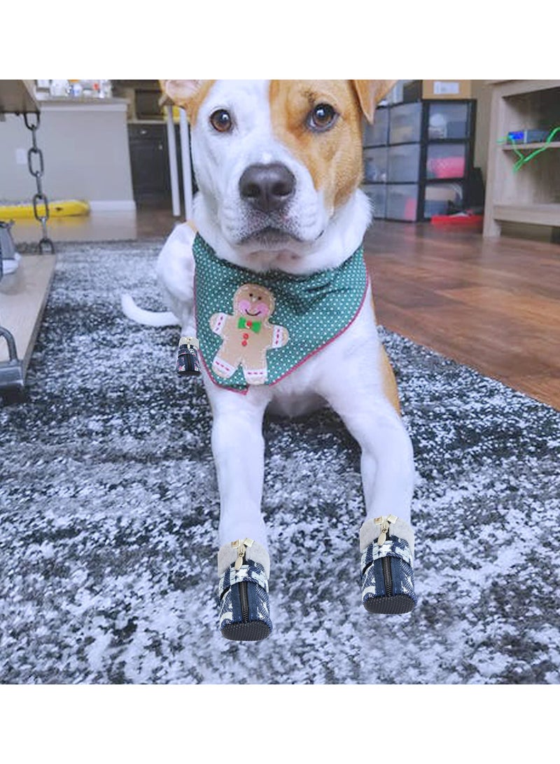 SOLARAE أحذية الكلاب واقي الكفوف شتوية دافئة أحذية ثلجية متينة ذات نعل مضاد للانزلاق قابلة للتعديل لأحذية المشي للكلاب الصغيرة والمتوسطة (المقاس 4: 2.1"x1.4" (طول×عرض)، أبيض) - Image 5