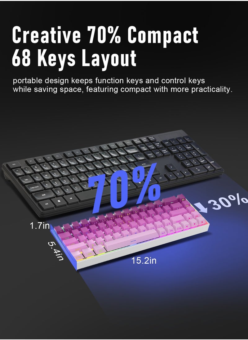 ZIPFORCE - ZIPFORCE Gaming Keyboard,68-Key Mechanical Keyboard, Blue Liner Switches, Type-C Wired Connection, Multi-Color Mixed Backlight, PBT Keycaps, 100 Million Keystroke Lifespan, Hot Swappable Compact Gaming Keyboard - Image 1