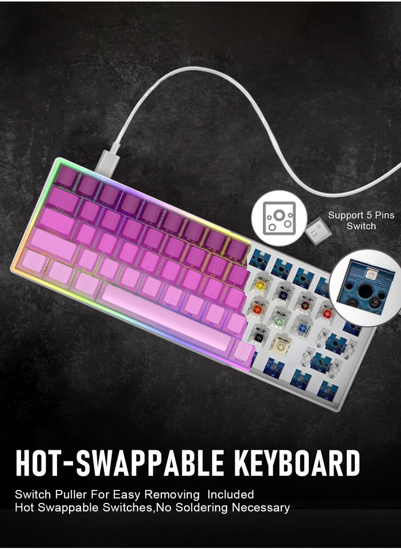 ZIPFORCE - ZIPFORCE Gaming Keyboard,68-Key Mechanical Keyboard, Blue Liner Switches, Type-C Wired Connection, Multi-Color Mixed Backlight, PBT Keycaps, 100 Million Keystroke Lifespan, Hot Swappable Compact Gaming Keyboard - Image 1
