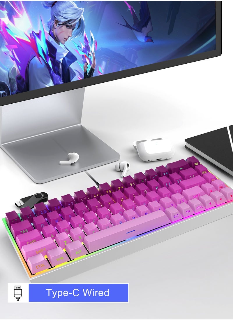 ZIPFORCE - ZIPFORCE Gaming Keyboard,68-Key Mechanical Keyboard, Blue Liner Switches, Type-C Wired Connection, Multi-Color Mixed Backlight, PBT Keycaps, 100 Million Keystroke Lifespan, Hot Swappable Compact Gaming Keyboard - Image 1