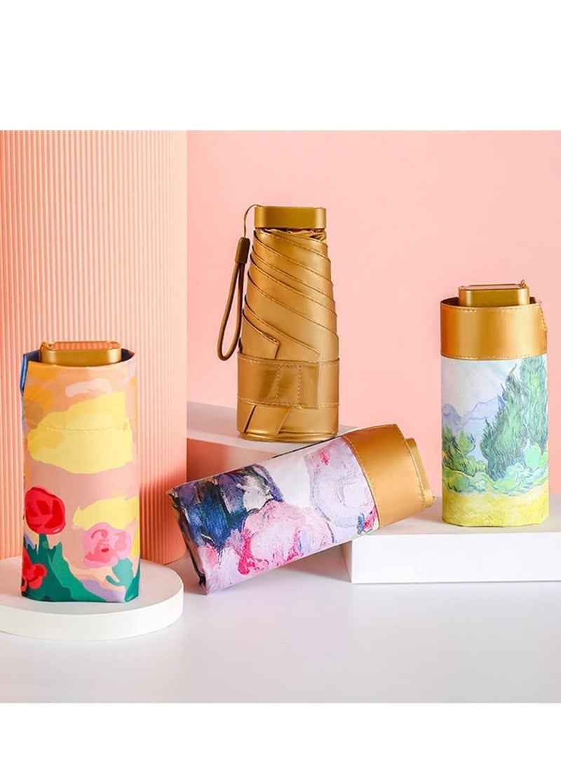 Umbrella Mini Compact Travel Folding Umbrellas Women's Windproof Sunshade Vinyl Umbrella for Purse UV Outdoor Flower Bag Umbrella Protection Lightweight Umbrella for Women - Image 2