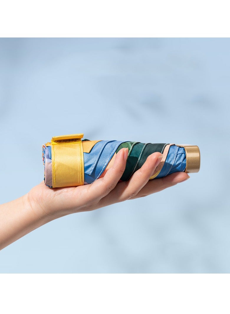 Umbrella Mini Compact Travel Folding Umbrellas Women's Windproof Sunshade Vinyl Umbrella for Purse UV Outdoor Flower Bag Umbrella Protection Lightweight Umbrella for Women - Image 4