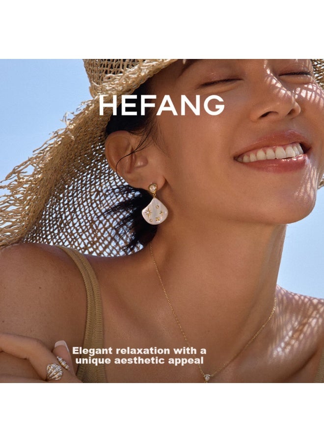 Hefang Mother-of-pearl Starlight Stud Earrings elry Premium Birthday Gift Women's Day Gift For Girlfriend - Image 2