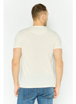 Project Essentials Men Round Neck Short Sleeves Plain T-Shirt, Ivory  - Image 2