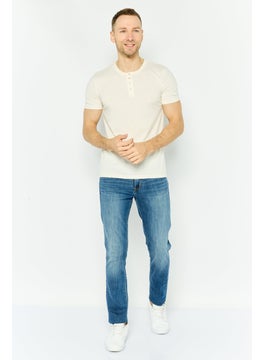 Project Essentials Men Round Neck Short Sleeves Plain T-Shirt, Ivory  - Image 4