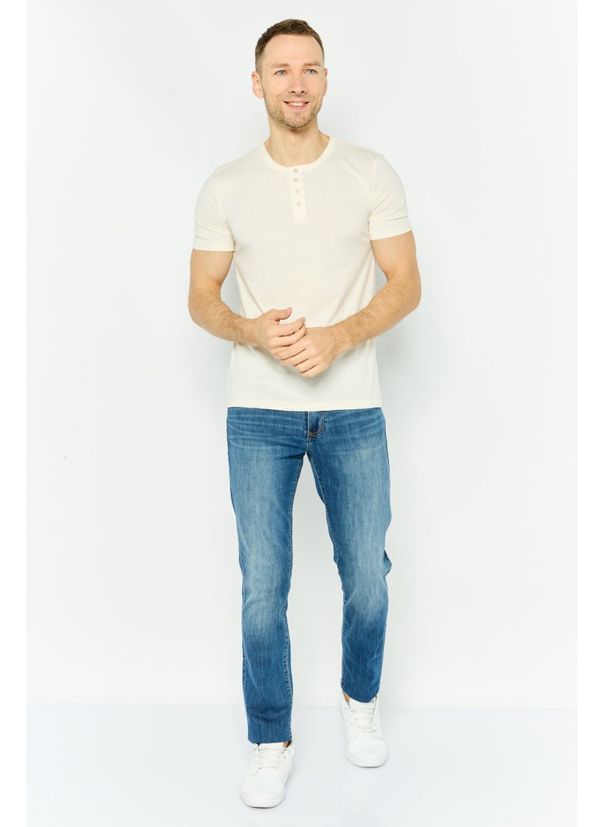 Project Essentials - Men Round Neck Short Sleeves Plain T-Shirt, Ivory - Image 1