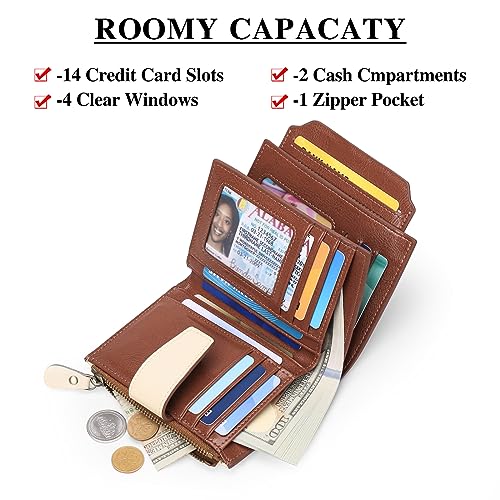 FALAN MULE Small Wallet for Women Leather Bifold Compact RFID Blocking Small Womens Wallet Purse - Image 3