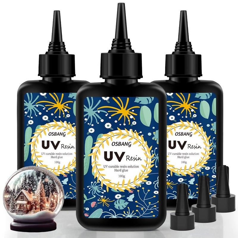 OSBANG Crystal Clear Hard UV Resin Upgraded Formula Ultraviolet Fast Curing for Jewelry Making Craft Decoration, Hard Transparent Glue Solar Cure Sunlight Activated Resin Casting & Coatingï¼ˆ300gï¼‰ - Image 1
