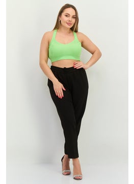 MANGO Women Halter Neck Textured Sleeveless Crop Top, Light Green  - Image 3