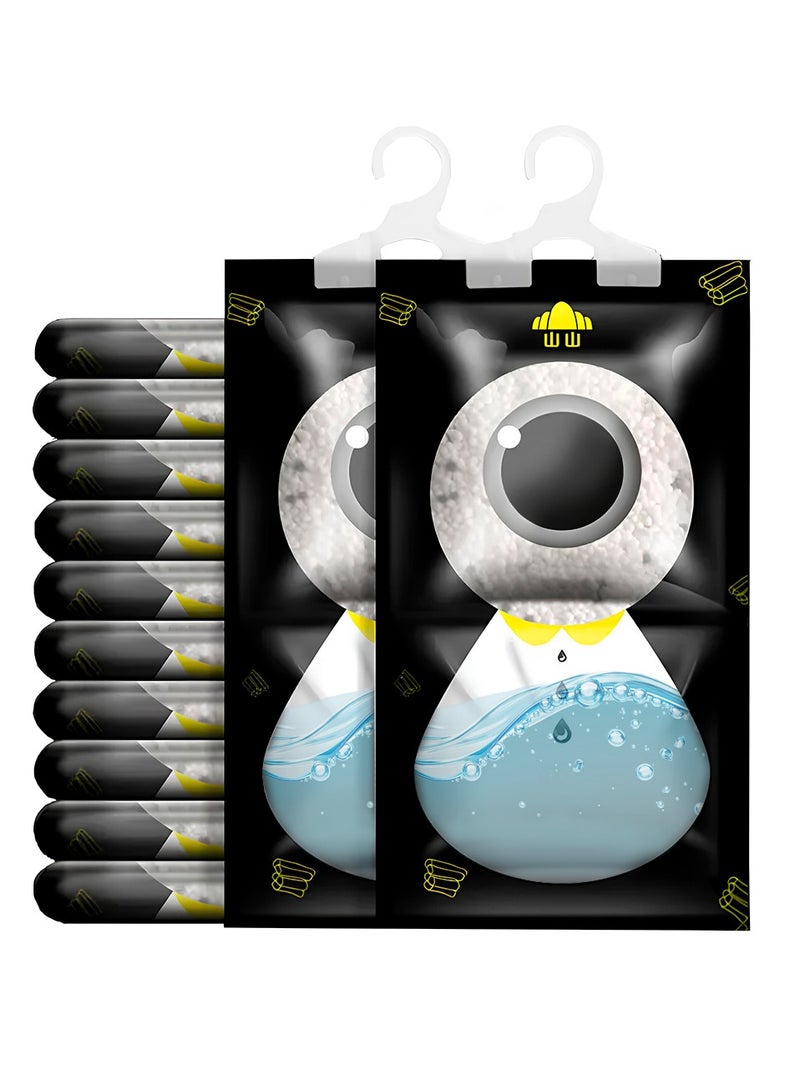 AMROAH 200ml x 12pack Moisture Absorbers Bags Calcium Chloride & Activated Carbon 12 Pack, Hanging Closet Dehumidifier Bags & Odor Eliminator for Bathroom Basement Kitchen Wardrobes Car Livingroom  - Image 1