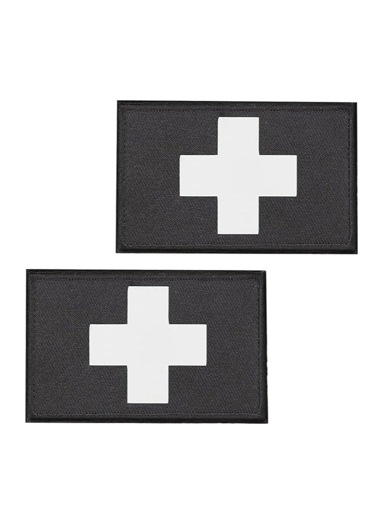 Set Of 2 Red Cross Embroidered Patches-Ideal For Uniforms,Backpacks,Jeans,Hats And Emergency Kits-Perfect Accessory For First Aid-Tactical Medic Patch - Image 1