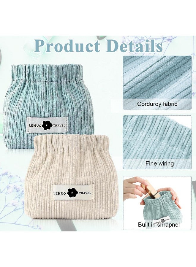 maycreate ® 2Pcs Small Makeup Pouch, Corduroy Coin Pouch Lipstick Bag, Mini Jewelry Storage Pouches For Women Girls, Easy Squeeze Open Portable Travel Pouch Organizer - Image 3