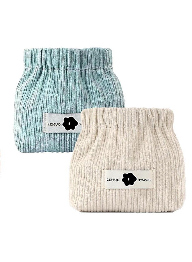 maycreate ® 2Pcs Small Makeup Pouch, Corduroy Coin Pouch Lipstick Bag, Mini Jewelry Storage Pouches For Women Girls, Easy Squeeze Open Portable Travel Pouch Organizer - Image 1