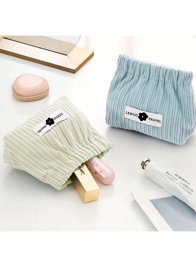 maycreate ® 2Pcs Small Makeup Pouch, Corduroy Coin Pouch Lipstick Bag, Mini Jewelry Storage Pouches For Women Girls, Easy Squeeze Open Portable Travel Pouch Organizer - Image 5