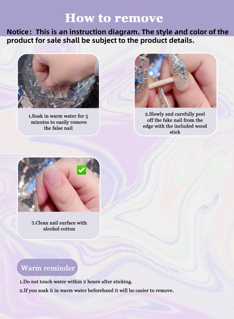 French Press-on Nails 12 Pieces: Pink Ombre Artificial Nails with Yellow & Green Hearts - Cute & Classy Design. Safe Removal at Home + Glue Kit Included. - Image 4