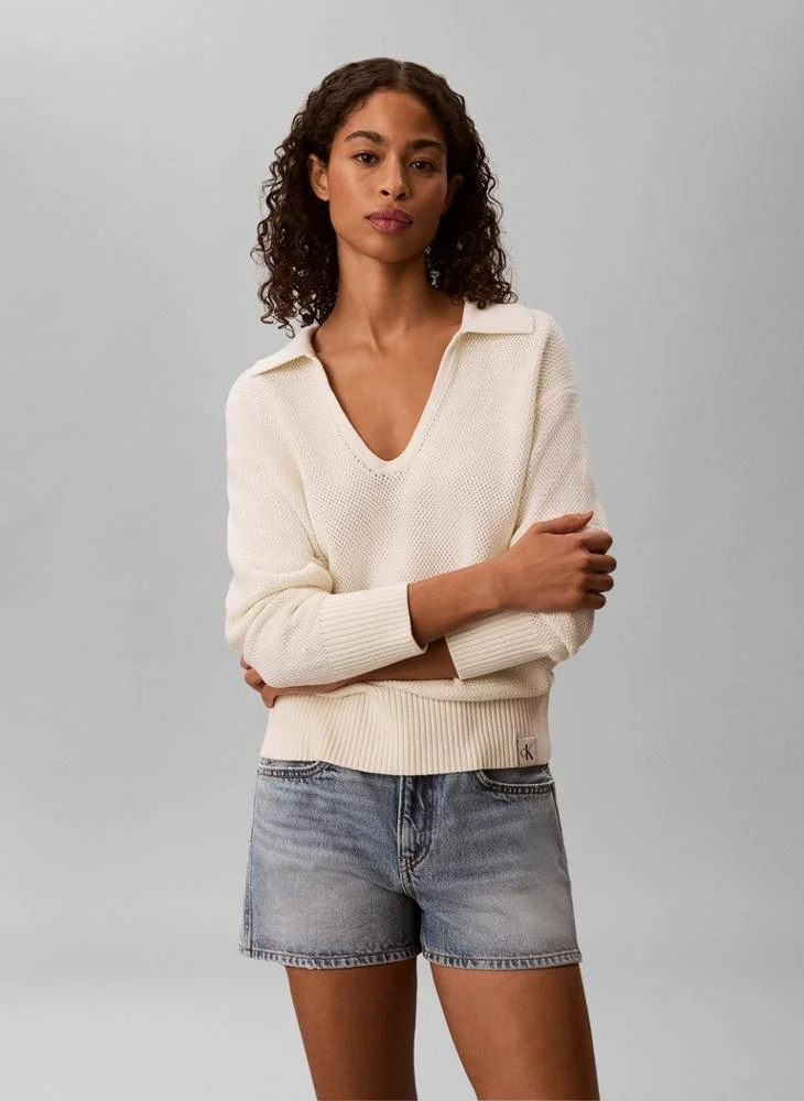 Calvin Klein Jeans Textured Relaxed Polo Jumper