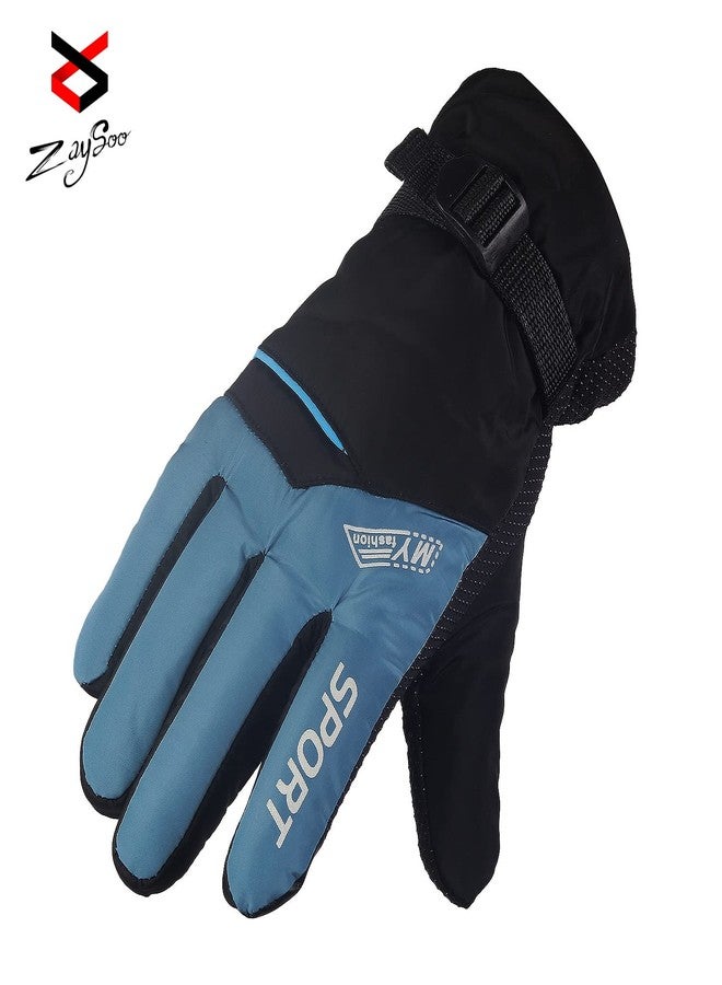 ZaySoo Gloves Sports My Fashion Design Touchscreen Compatible On Thumbs, Index Finger Sports Gloves - Blue - Image 4