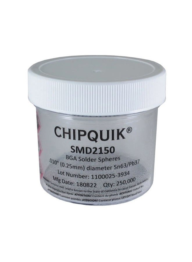 SMD2150 Solder Spheres Sn63/Pb37 .010" (0.25mm) diameter 250K Bottle