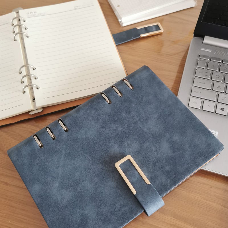 DY.2ten Refillable Notebook Set with PU Binder Cover - 6 Hole & Loose Leaf - 87 Sheets (174 Pages) of Lined Paper + A5 Zipper Binder Pockets + 3-fold Pouch + Index Note Tabs - Image 5