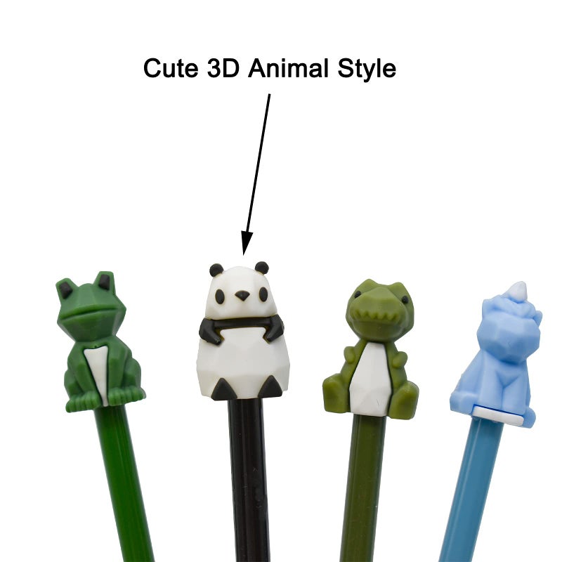 Maydahui 12 PCS 3D Animal Shape Rollerball Pen Cute Cartoon Pens Black Gel Ink Dinosaur Frog Lion Panda Design forSchool Boys Student - Image 5
