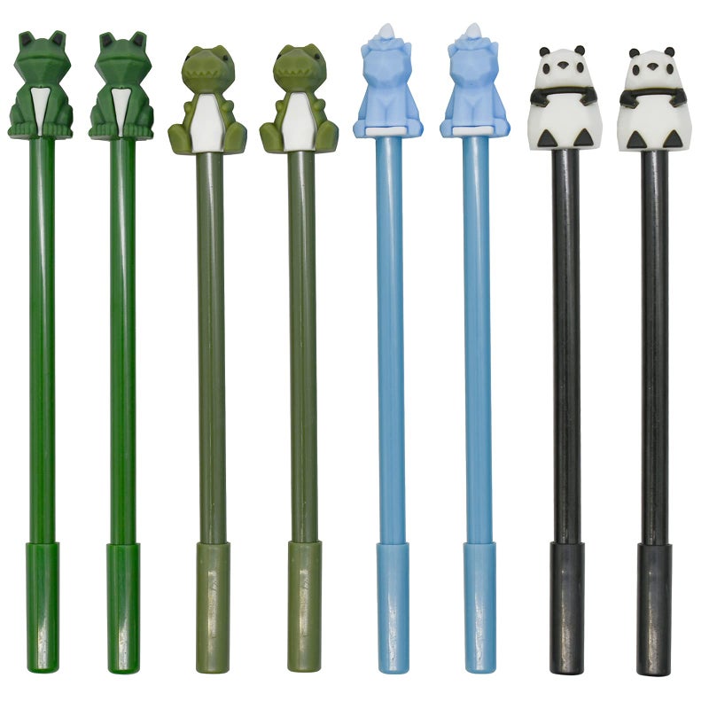 Maydahui 12 PCS 3D Animal Shape Rollerball Pen Cute Cartoon Pens Black Gel Ink Dinosaur Frog Lion Panda Design forSchool Boys Student - Image 1