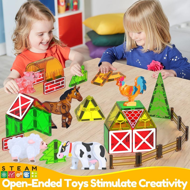Oriate Magnetic Farm Animals Magnetic Tile Blocks, Pack of 30 Magnets for Children, Movable Joints, Agriculture, Animals, Suitable for Magnetic Construction Magnetic Tiles, Educational Building - Image 3