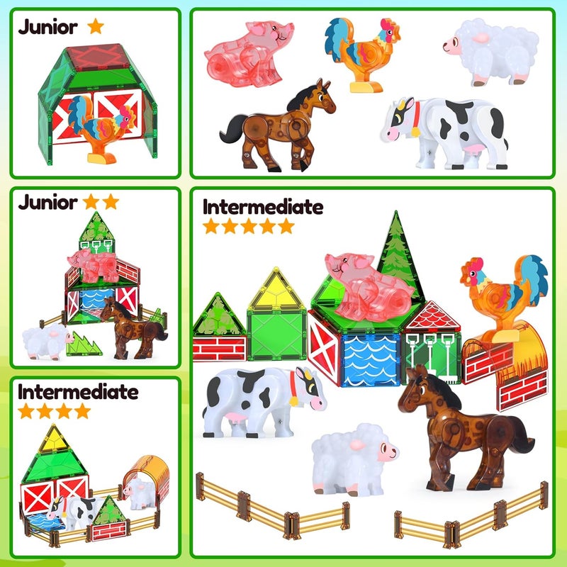 Oriate Magnetic Farm Animals Magnetic Tile Blocks, Pack of 30 Magnets for Children, Movable Joints, Agriculture, Animals, Suitable for Magnetic Construction Magnetic Tiles, Educational Building - Image 4