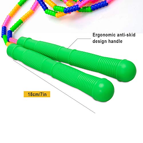 Coolrunner 16 FT Long Jump Rope(2 PACK), Double Dutch Jump Ropes, Soft Beaded Skipping Rope for Kids Adults, Plastic Segmented Long Enough for 4-5 Jumpers(Rainbow) (Green) - Image 3