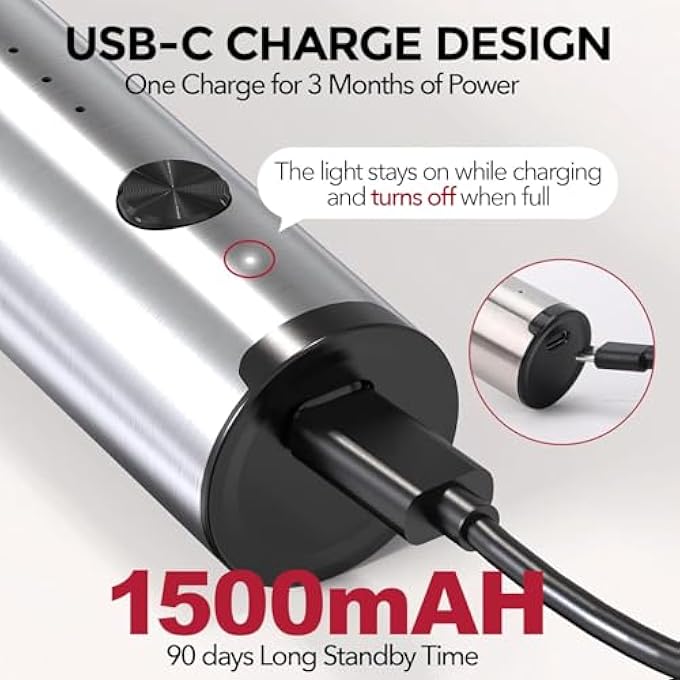 أوفردنسي عصا رغوة الحليب القابلة لإعادة الشحن المحمولة مع حامل، خلاط مشروبات قابل للتعديل بثلاث سرعات مع خفاقة، محرك كهربائي من الفولاذ المقاوم للصدأ للقهوة واللاتيه ومخفوقات البروتين وبيض الماتشا - Image 4