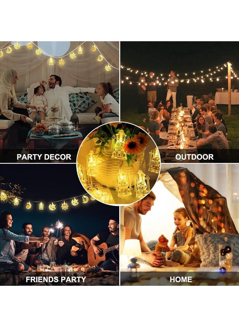 Jorunb - Ramadan Lights 10 ft 20 LED Moon Star String Lights Battery Operated Muslim Islamic Castle Lamp Twinkle Lights Fairy Lights Ramadan Kareem Eid Mubarak Decorations for Home Eid Party Supplies - Image 1