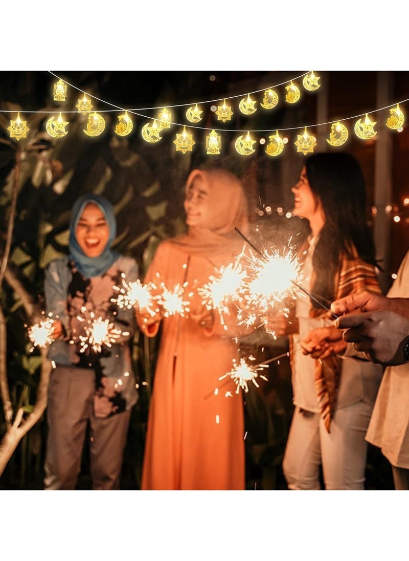 Jorunb - Ramadan Lights 10 ft 20 LED Moon Star String Lights Battery Operated Muslim Islamic Castle Lamp Twinkle Lights Fairy Lights Ramadan Kareem Eid Mubarak Decorations for Home Eid Party Supplies - Image 1