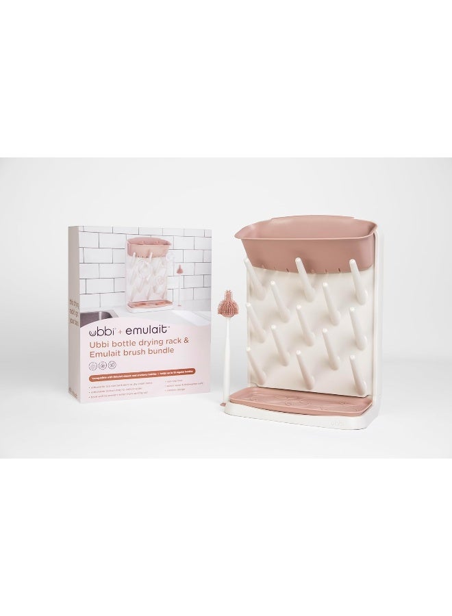 Emulait Ubbi Vertical Drying Rack, Baby Accessory, Space Saving Countertop with Cleaning Brush - Image 2