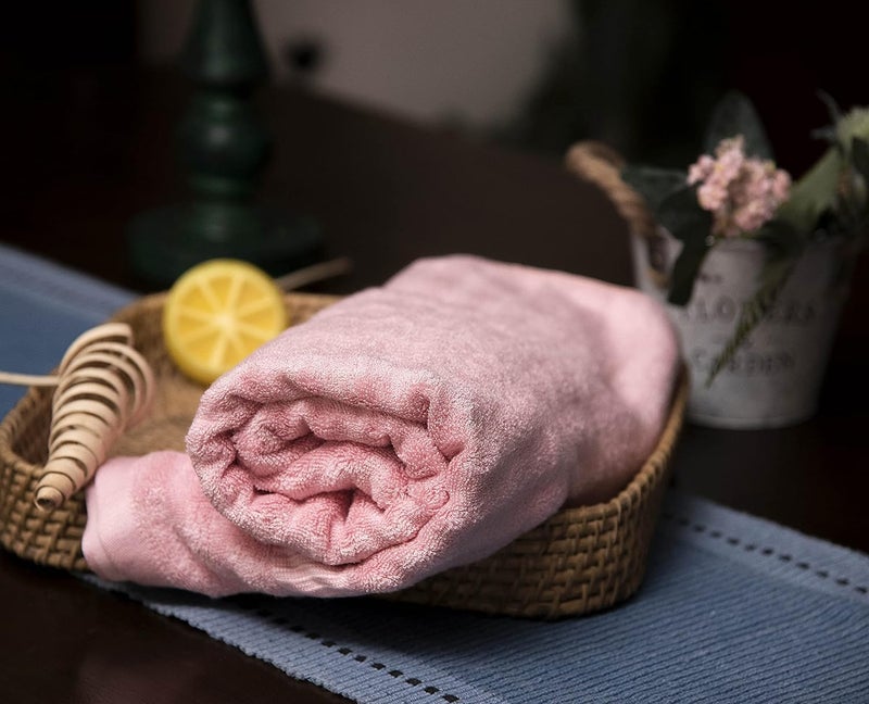 Mush Bamboo Hand Towel Set of 2 100 Bamboo Ultra Soft Absorbent Quick Dry Towel for Daily use Gym Pool Travel Sports and Yoga 75 X 35 cms 600 GSM Pink - Image 2