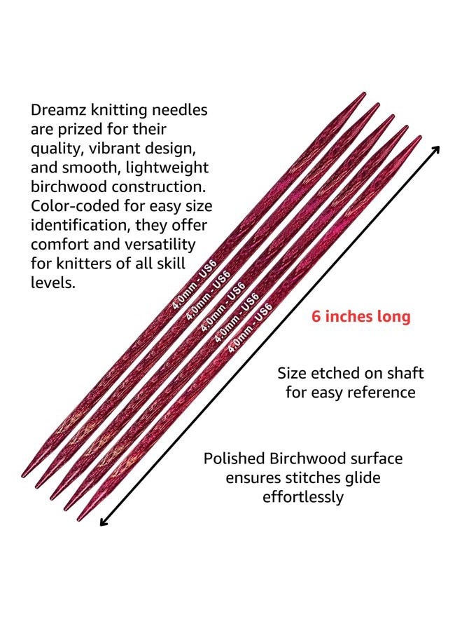 KnitPro Dreamz Deluxe Set 6 inch DPN Double Pointed Knitting Needles Size 0, 1, 1.5, 2, 2.5, 3, 4, 5, 6 with Fabric Case Bundle with 1 Artsiga Crafts Project Bag - Image 2