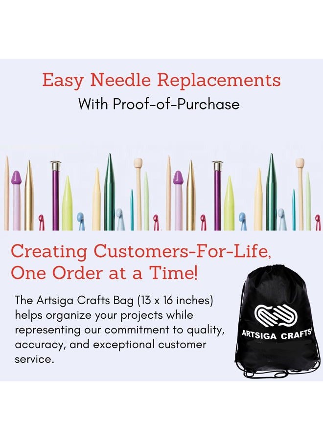 KnitPro Dreamz Deluxe Set 6 inch DPN Double Pointed Knitting Needles Size 0, 1, 1.5, 2, 2.5, 3, 4, 5, 6 with Fabric Case Bundle with 1 Artsiga Crafts Project Bag - Image 5