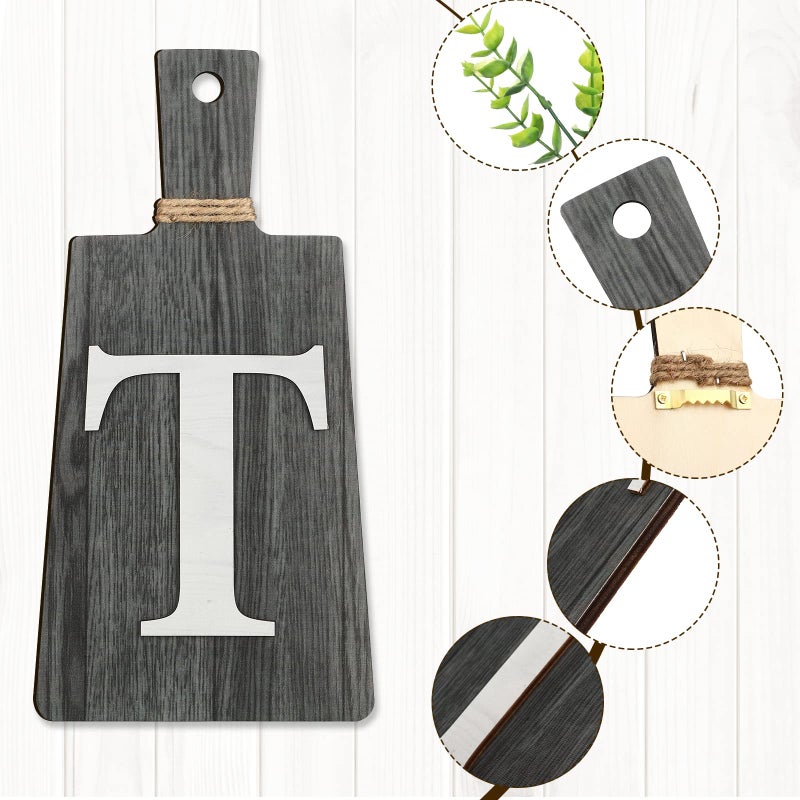 Jetec Cutting Board Eat Sign Set Hanging Art Kitchen Eat Sign Farmhouse Fork and Spoon Wall Decor Rustic Primitive Country Kitchen Decor for Home over Cabinet Decoration(Black, White, Gray) - Image 3