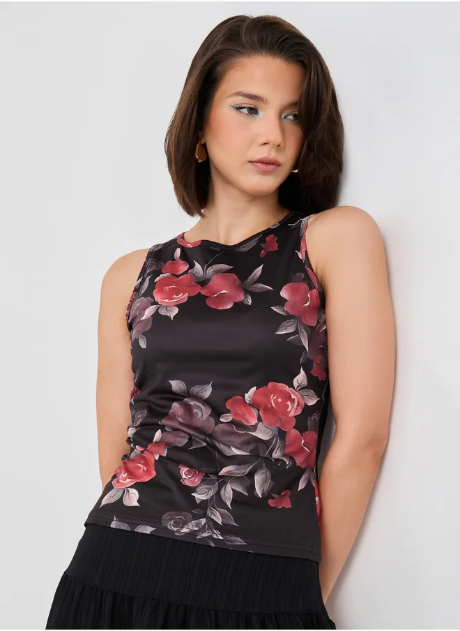 تايك تو Take Two Floral Print Sleeveless Top