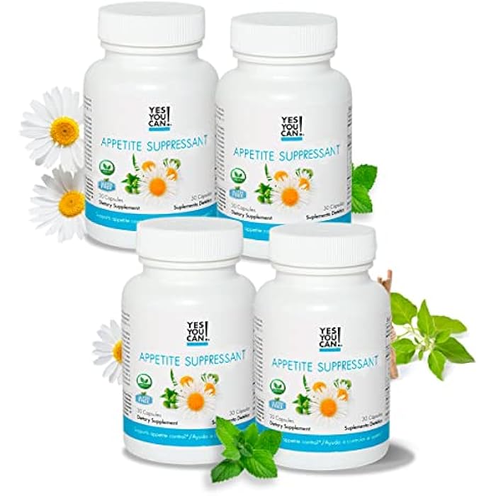 Yes You Can! Appetite Support for Body Weight Management - Healthy Relationship with Food - Includes Natural Ingredients: 5-HTP, Lemon Balm, Chamomile Extract - 30 Capsules, 4 Pack