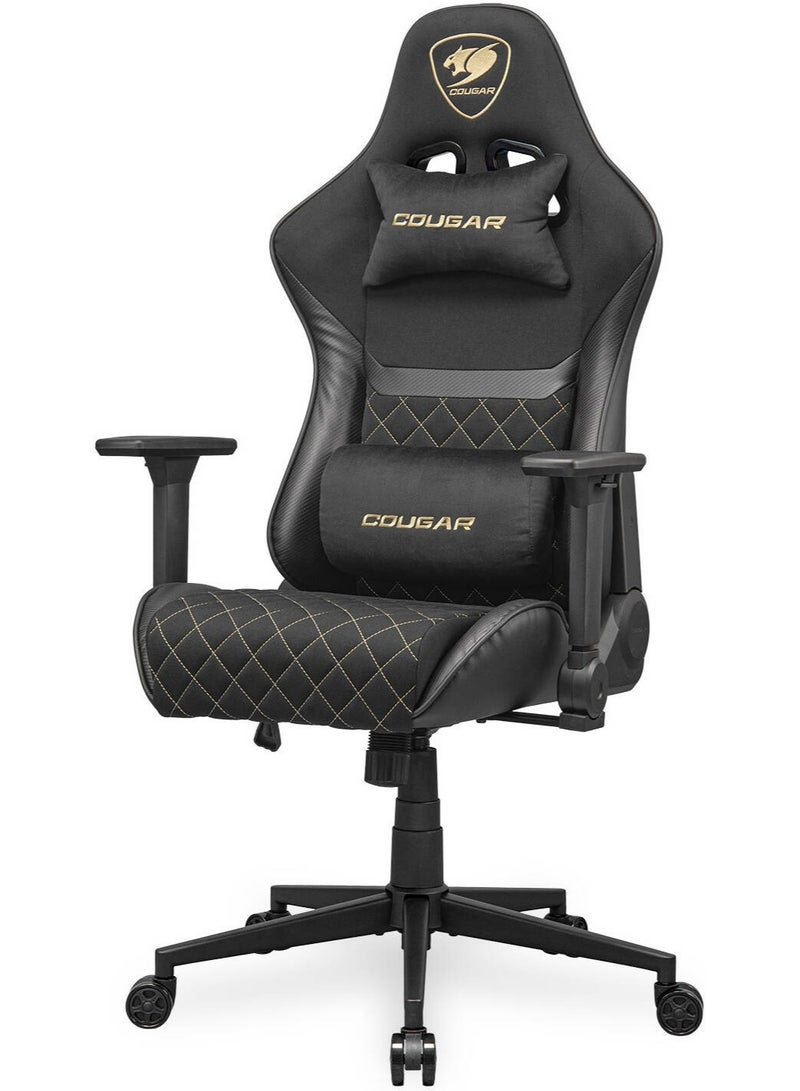 Cougar كرسي الألعاب Cougar Armor One V2 F، سطح قماش منسوج، مساند ذراع قابلة للطي 4D، انحناء 155°، تعديل ارتفاع برميل، دعم وزن يصل إلى 120 كجم، أسود / ذهبي | 3MA2FGLB.0001 - Image 3