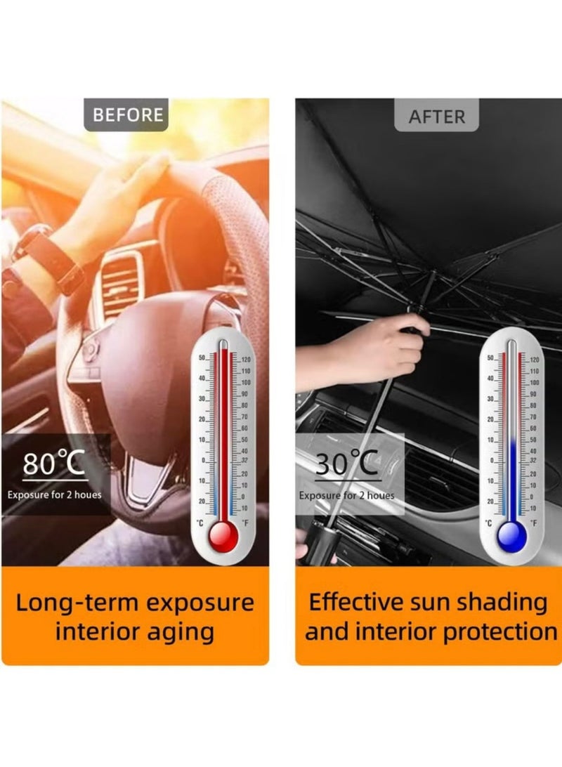 Foldable Car Windshield Sun Shade Umbrella UV & Heat Protection - Image 2