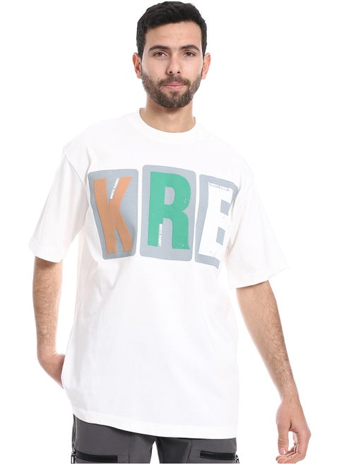 "KRE" Printed Pattern Round Neck T-Shirt