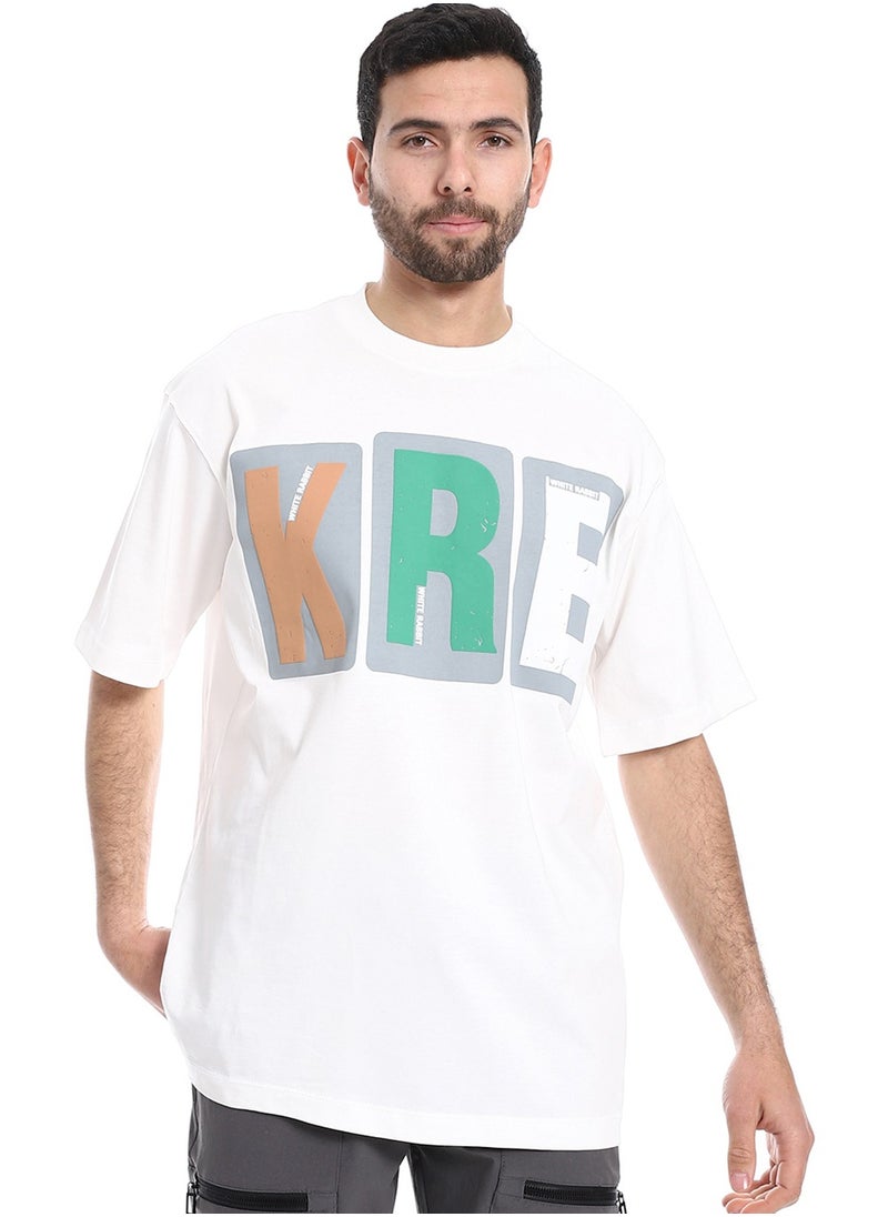 "KRE" Printed Pattern Round Neck T-Shirt