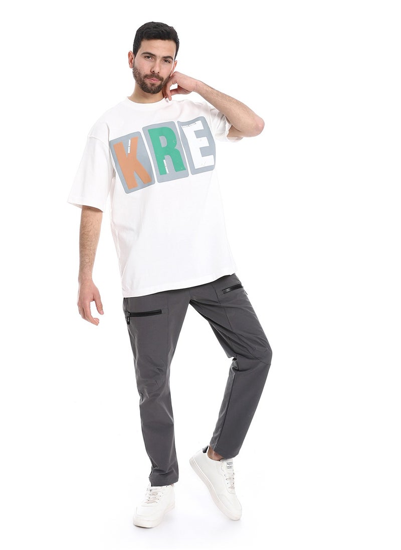 "KRE" Printed Pattern Round Neck T-Shirt