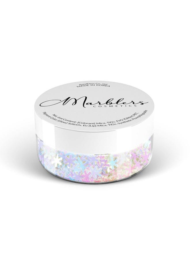 MARBLERS Cosmetic Grade Chunky Shape Glitter [Snowflake] 0.11oz (3g) | Flake | Non-Toxic | Vegan | Cruelty-Free | Eyeshadow, Nail Polish, Nail Art | Festival, Rave & Party Makeup | Body & Face  - Image 1