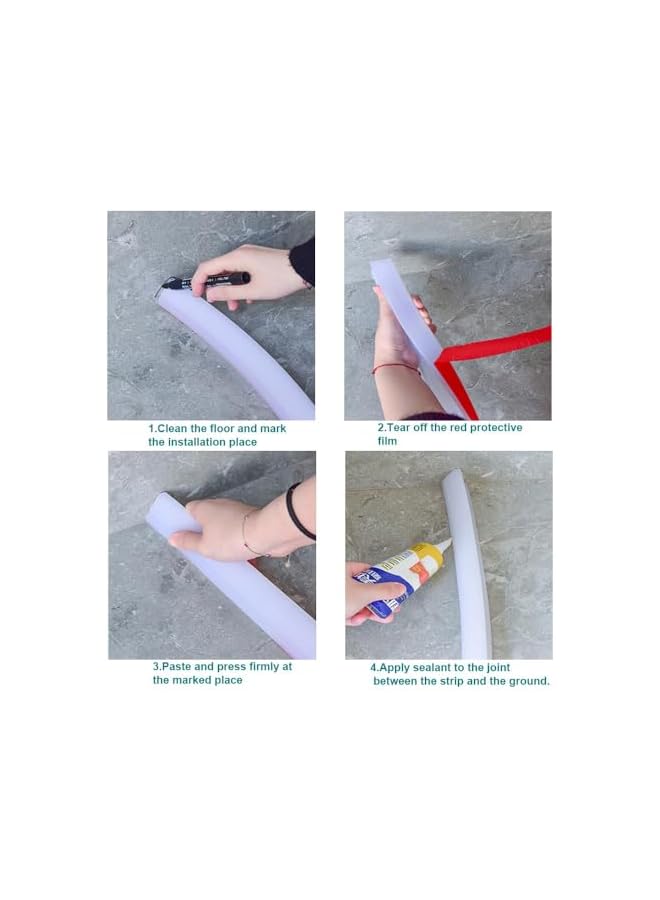 The Bros حاجز مياه قابل للطي لعتبة الدش، لاصق ذاتي لحافة الدش، مانع تسرب المياه، نظام احتباس مياه الدش، فصل جاف ورطب لمغسلة المطبخ والحمام، 39'' - Image 5