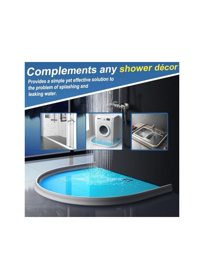 The Bros حاجز مياه قابل للطي لعتبة الدش، لاصق ذاتي لحافة الدش، مانع تسرب المياه، نظام احتباس مياه الدش، فصل جاف ورطب لمغسلة المطبخ والحمام، 39'' - Image 3