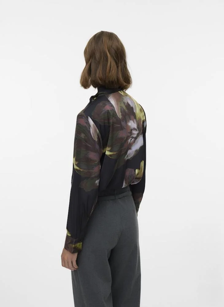 VERO MODA Awudizzy Floral Printed Tie Neck Top