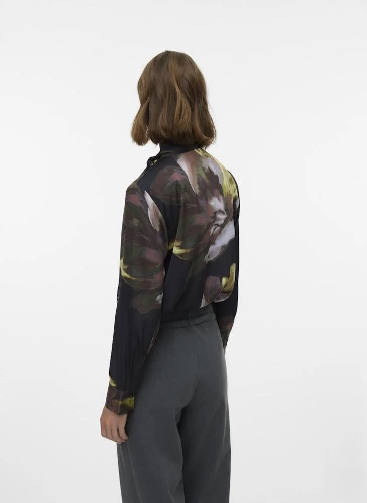 VERO MODA Awudizzy Floral Printed Tie Neck Top